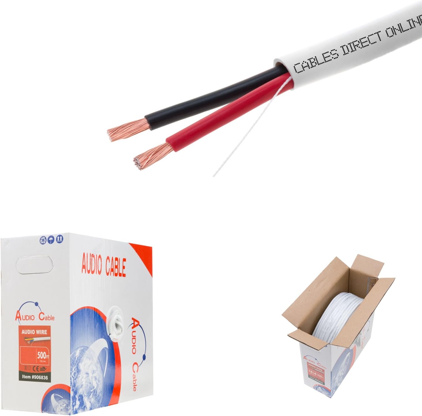 100ft 14AWG 2 Conductors CL2 Rated Speaker Cable Wire F151