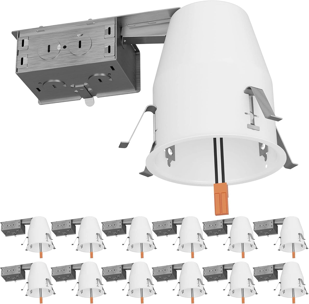 12 Pack 4 Inch Remodel Recessed Lighting Housing, Air Tight Steel Can, IC Rated U608