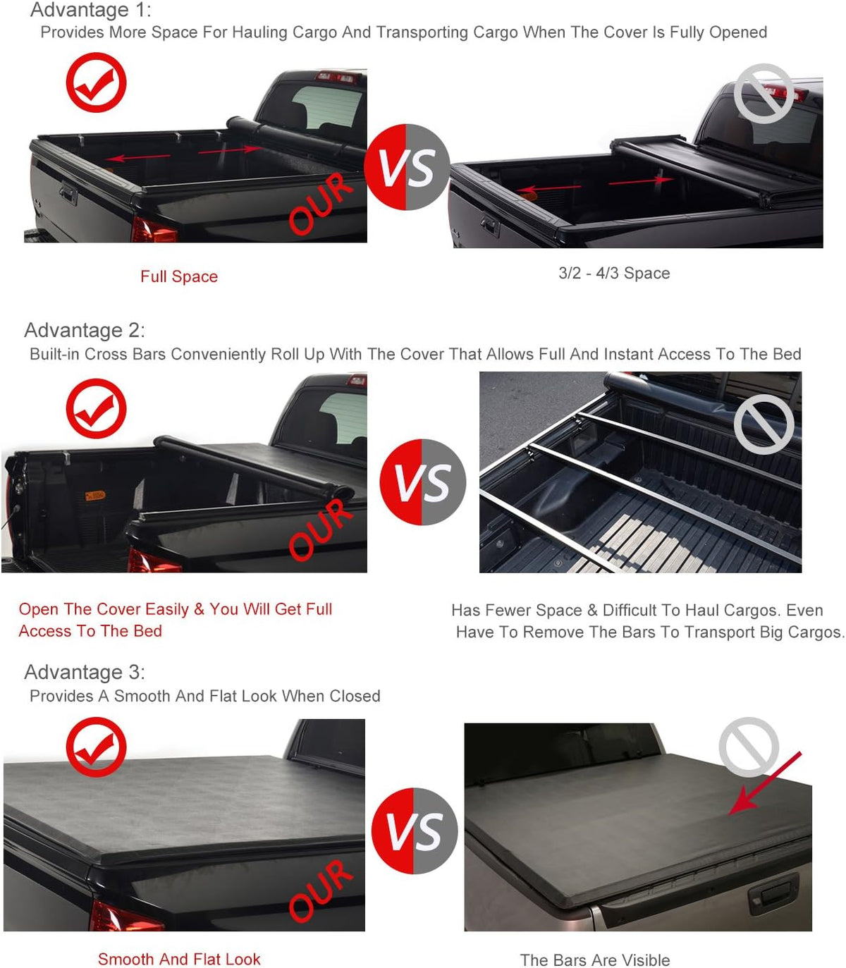 Soft Roll Up Tonneau Cover for Ram 1500 Standard Bed P983536