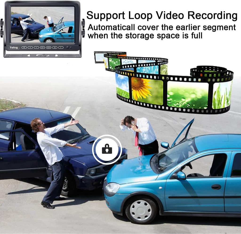 Wireless HD 1080P Backup Camera with 7 Inch Touch Key DVR Monitor P6851
