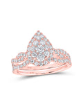 Rose Gold Diamond Bridal Ring Band Set 1 Cttw L6759