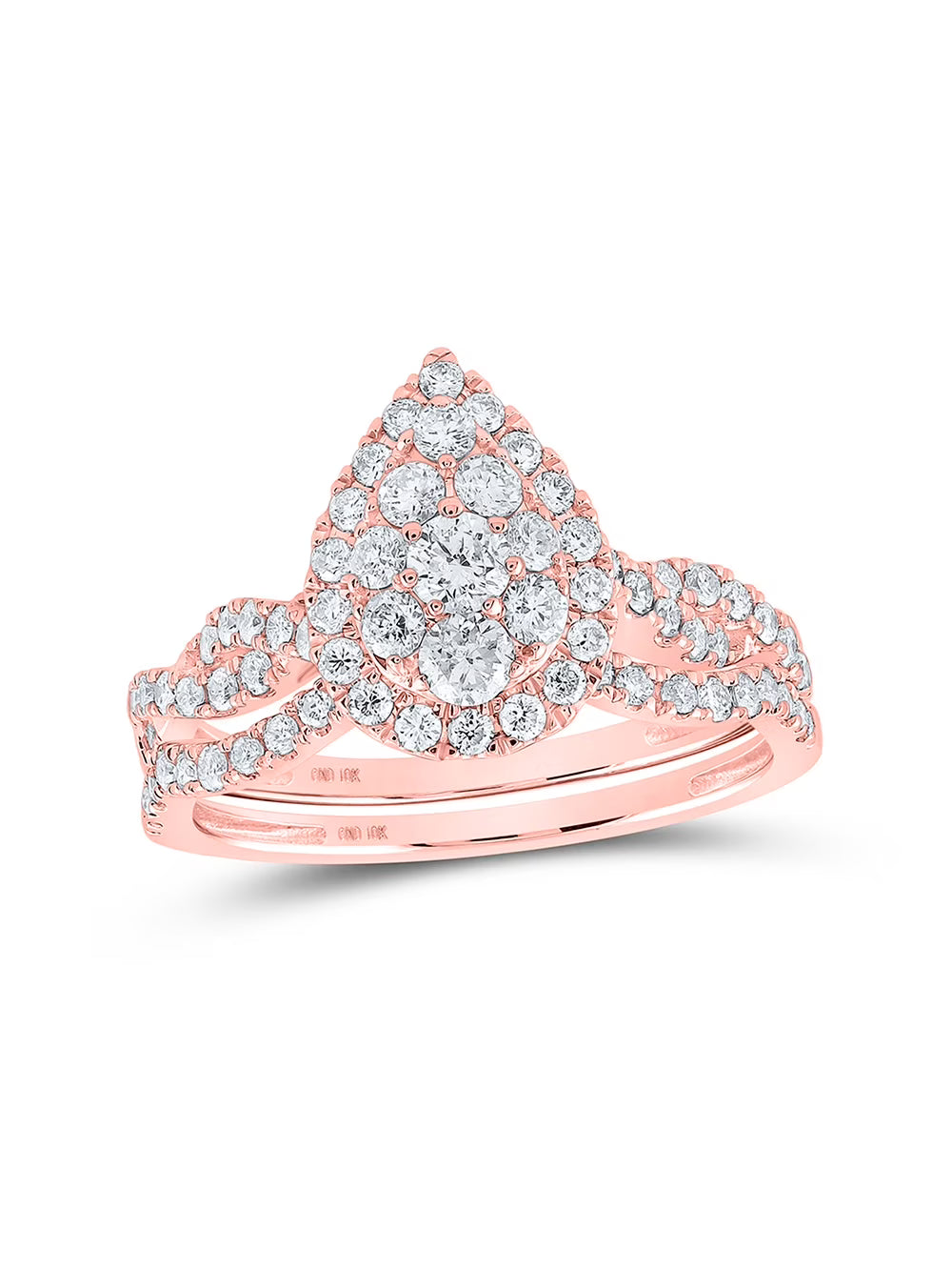 Rose Gold Diamond Bridal Ring Band Set 1 Cttw L6759
