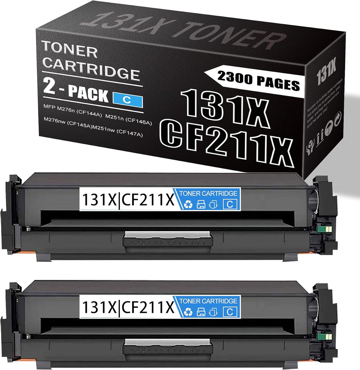 2 Pack Cyan Toner Cartridge H7028