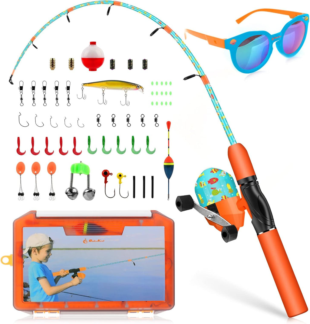 Kids Fishing Rod and Reel Combo, Cartoon Pattern, Pack of 2 U738390