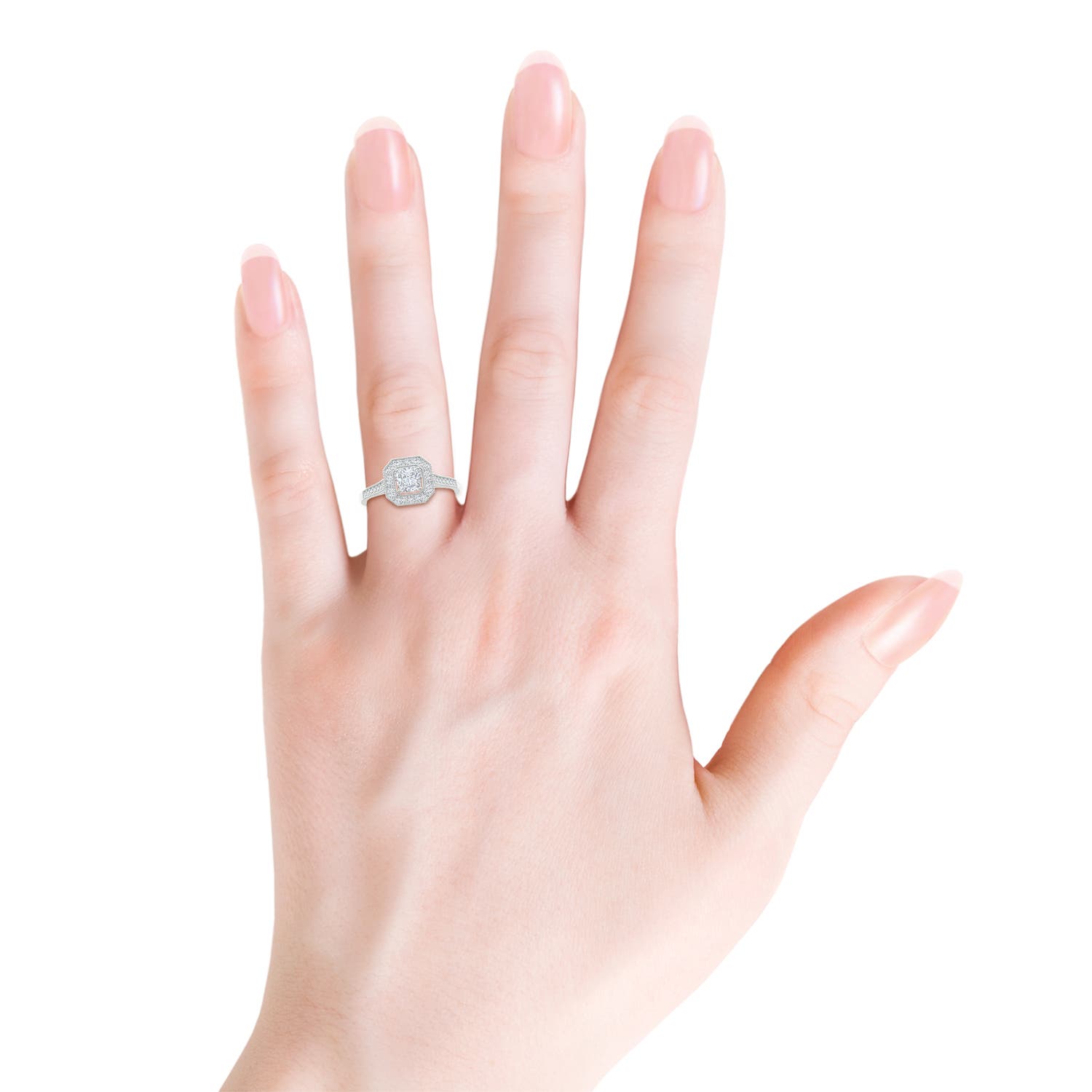 Natural Diamond Halo Engagement Ring in Platinum, Size-10.5 A40029