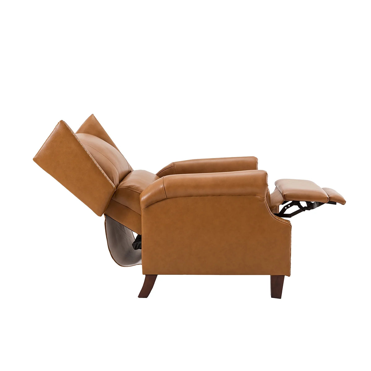 Genuine Leather Recliner with Nailhead Trims and Solid Wood Legs T753344