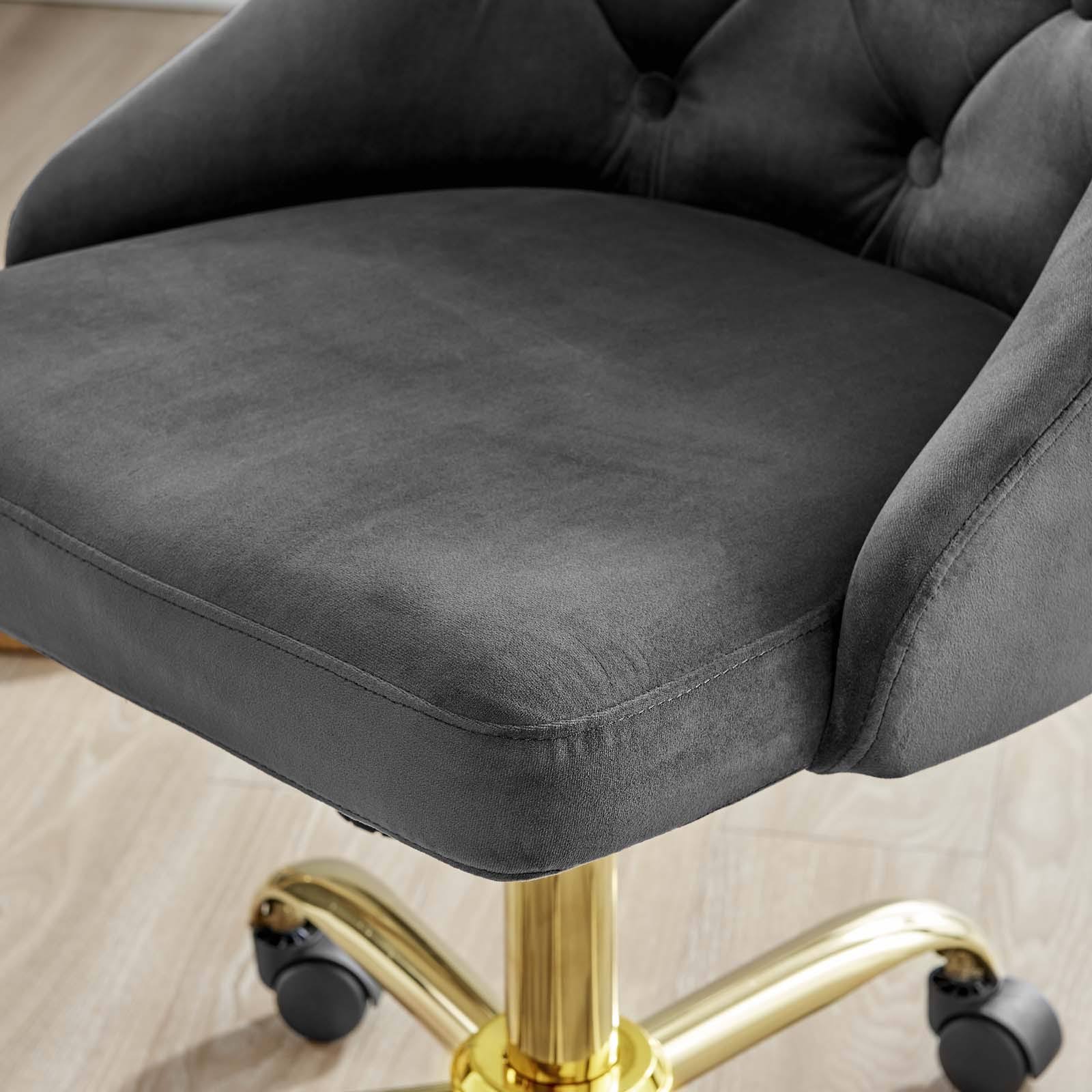 Gold Gray Velvet Swivel Office Chair V58624