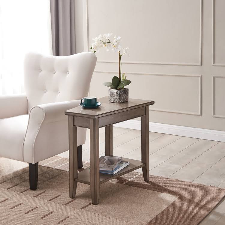 Gray Wedge Side Table with Shelf G526864