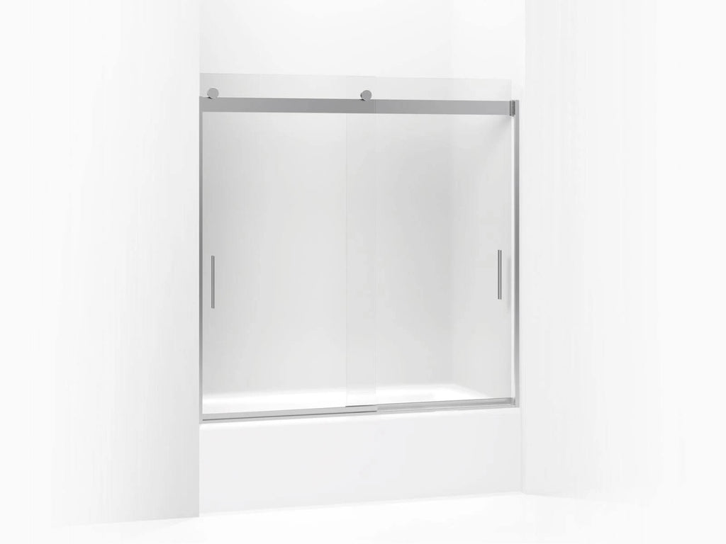 Frameless Sliding Bath Door with Frosted Glass, Bright Silver O618864