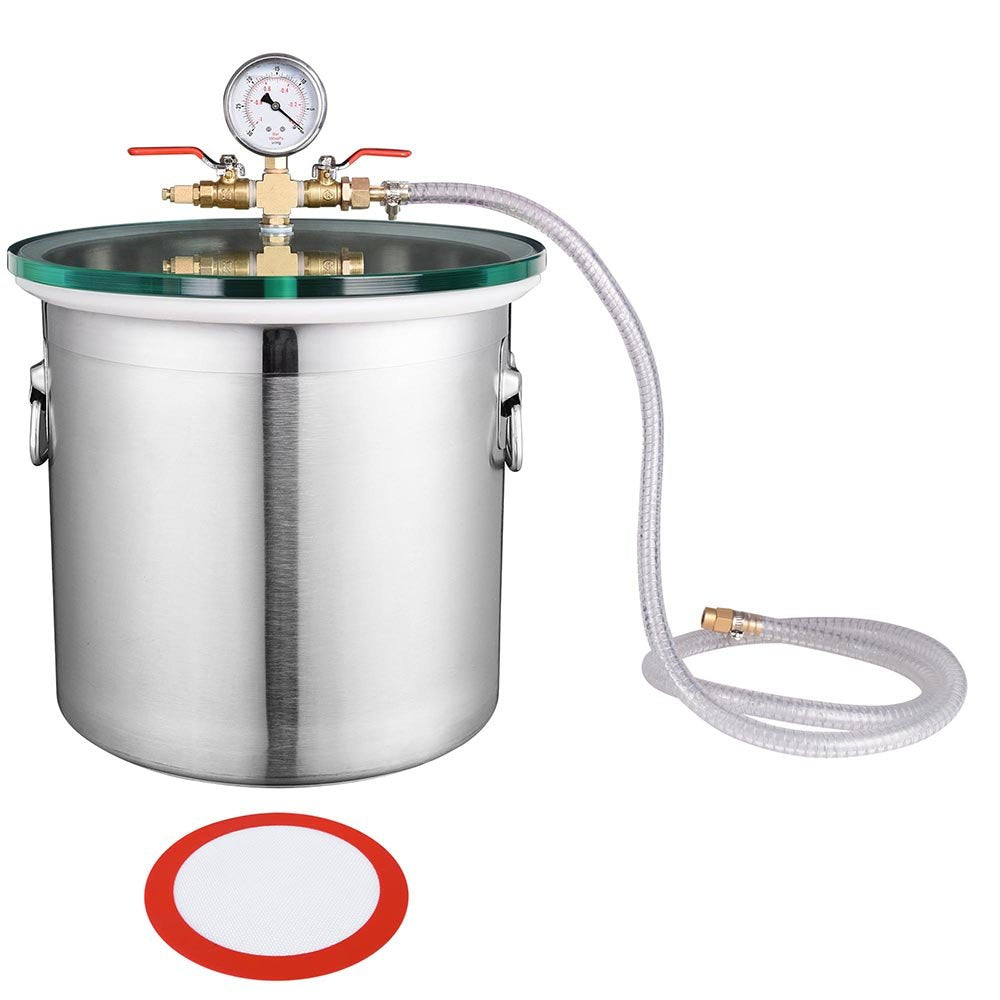 5 Gallon Stainless Steel Vacuum Chamber with Tempered Glass Lid J291037