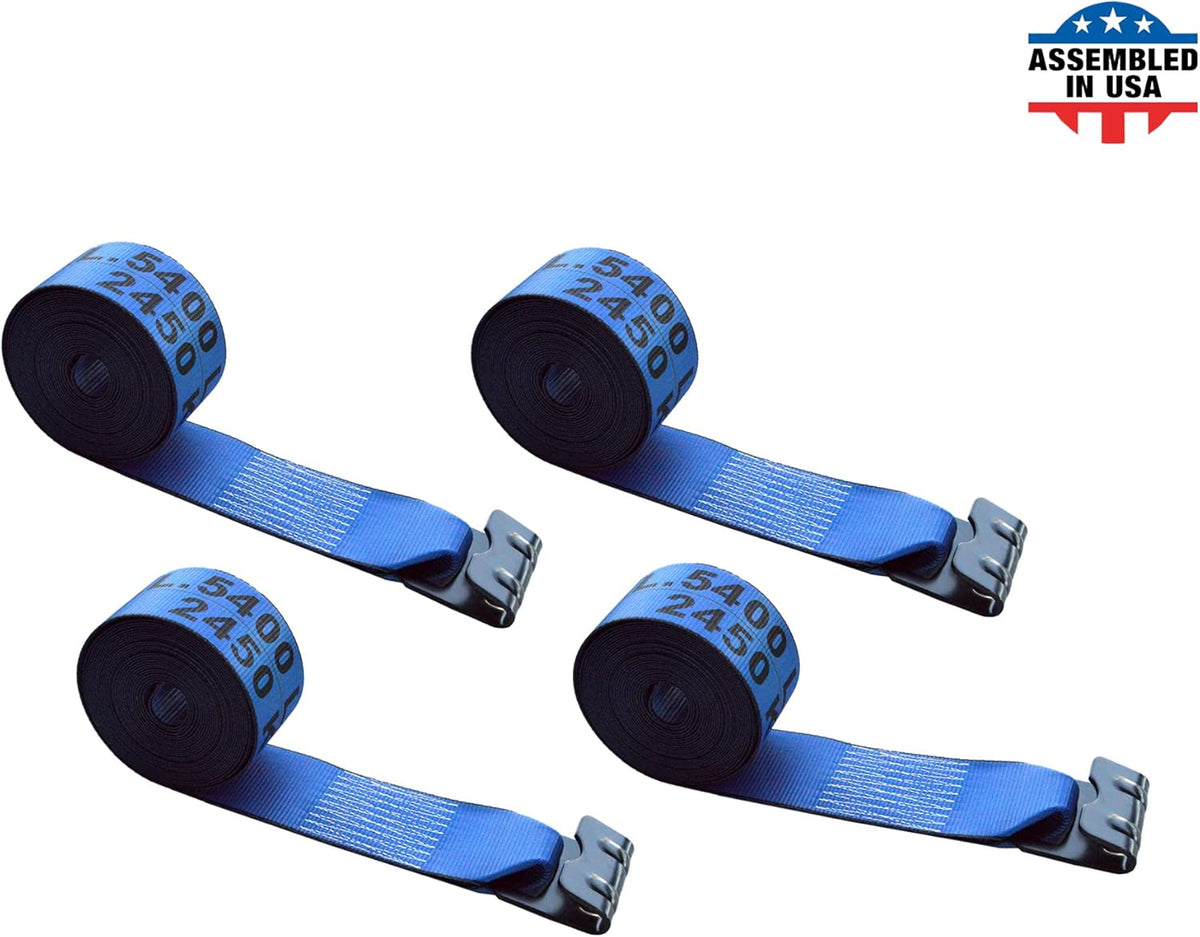 4 - Pack Yellow Heavy Duty Tie-Down Winch Strap with Flat Hooks I913