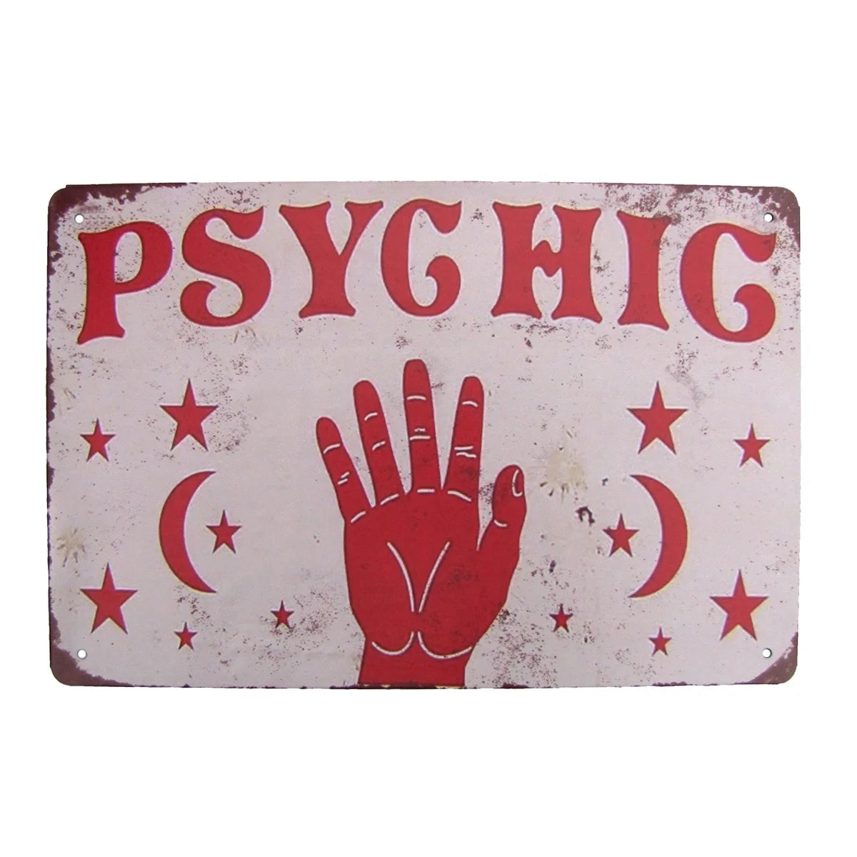 Vintage Metal Psychic Hand Palm Reading Wall Sign Tin Plaque N25281
