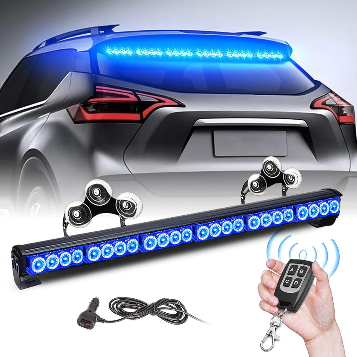 27 Inch 6 Panel LED Strobe Light Bar with Wireless Remote Control (Blue/Amber) Pack of 2 B744