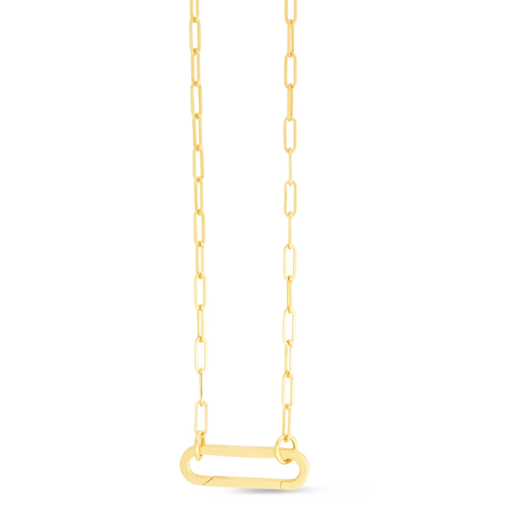 14K Yellow Gold Elongated Link Paperclip Necklace with Push-lock Clasp - 18" Y892161