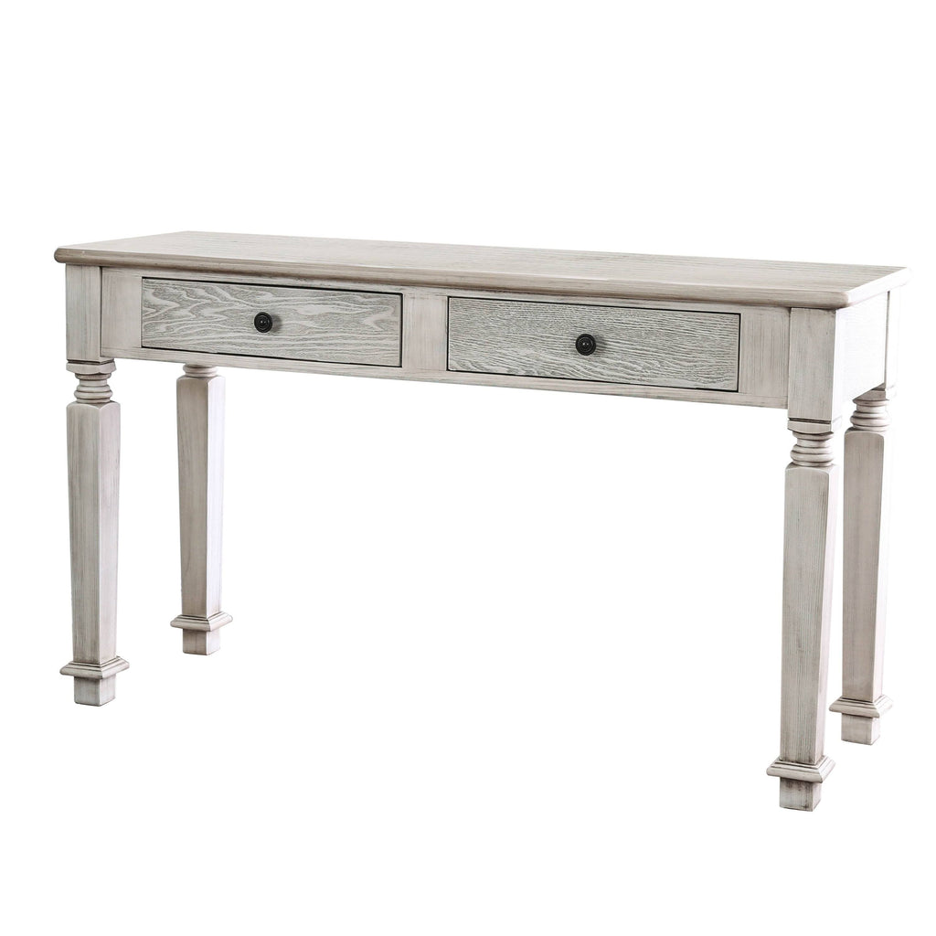 White 52-Inch Solid Wood 2-Drawer Sofa Table X144057
