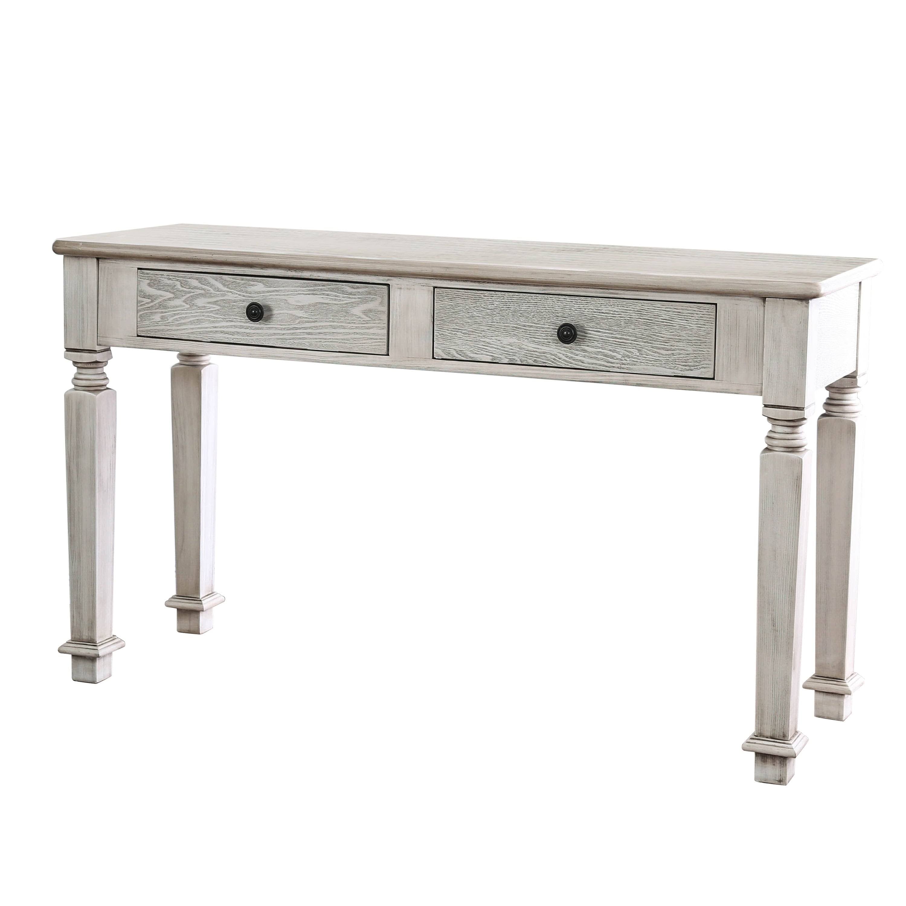 White 52-Inch Solid Wood 2-Drawer Sofa Table X144057
