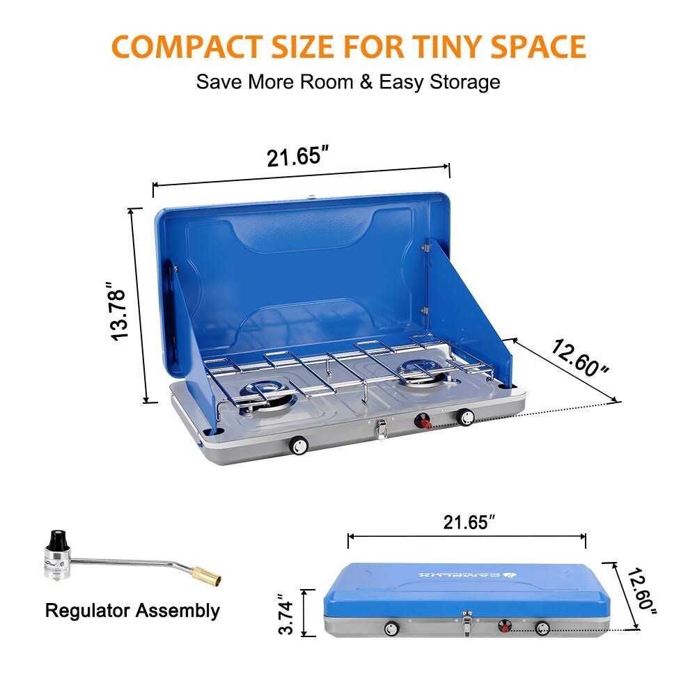 2 Burner Propane Camping Stove 20,000 BTU P684