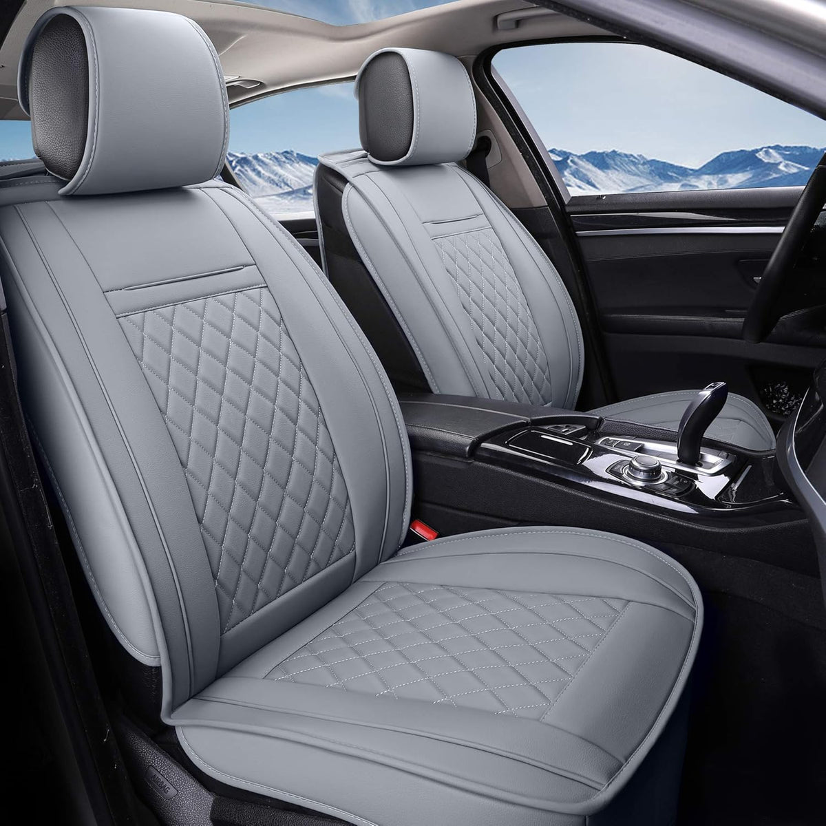 Grey Grid Full Set Car Seat Cover K368079
