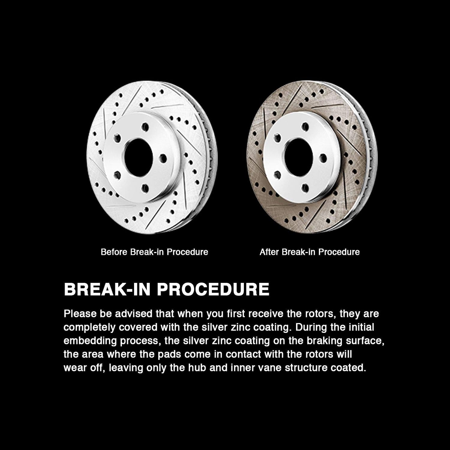 Silver Drilled Slotted Brake Rotors and Semi Metallic Brake Pads U7020