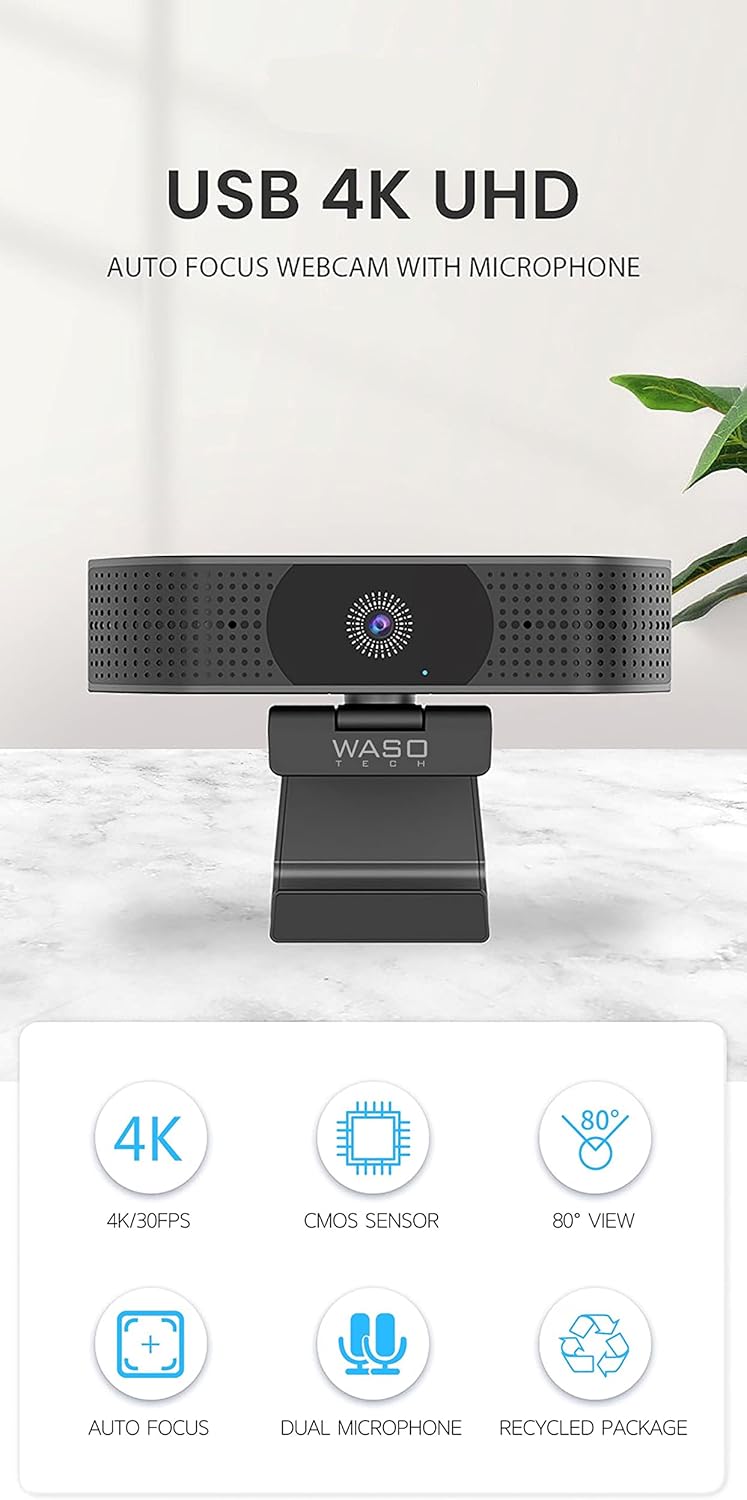 4K Webcam with Microphone, Auto Focus, USB I794