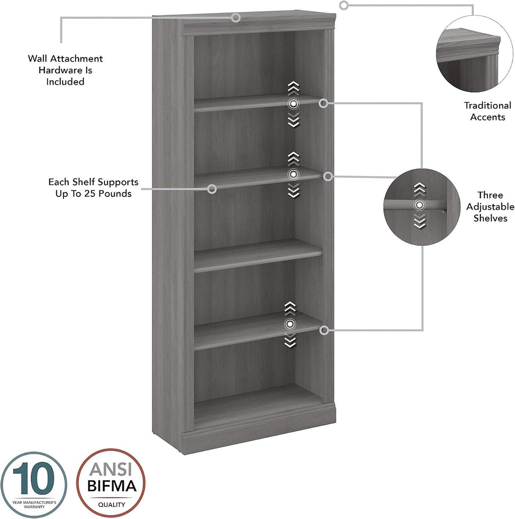 Modern Gray 5 Shelf Bookcase X466