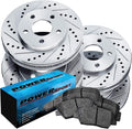 Silver Drilled Slotted Brake Rotors and Semi Metallic Brake Pads U7020