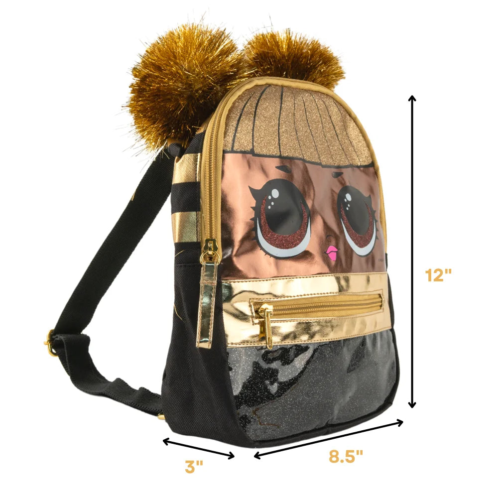 Gold Mini Backpack Purse 10 inch F376