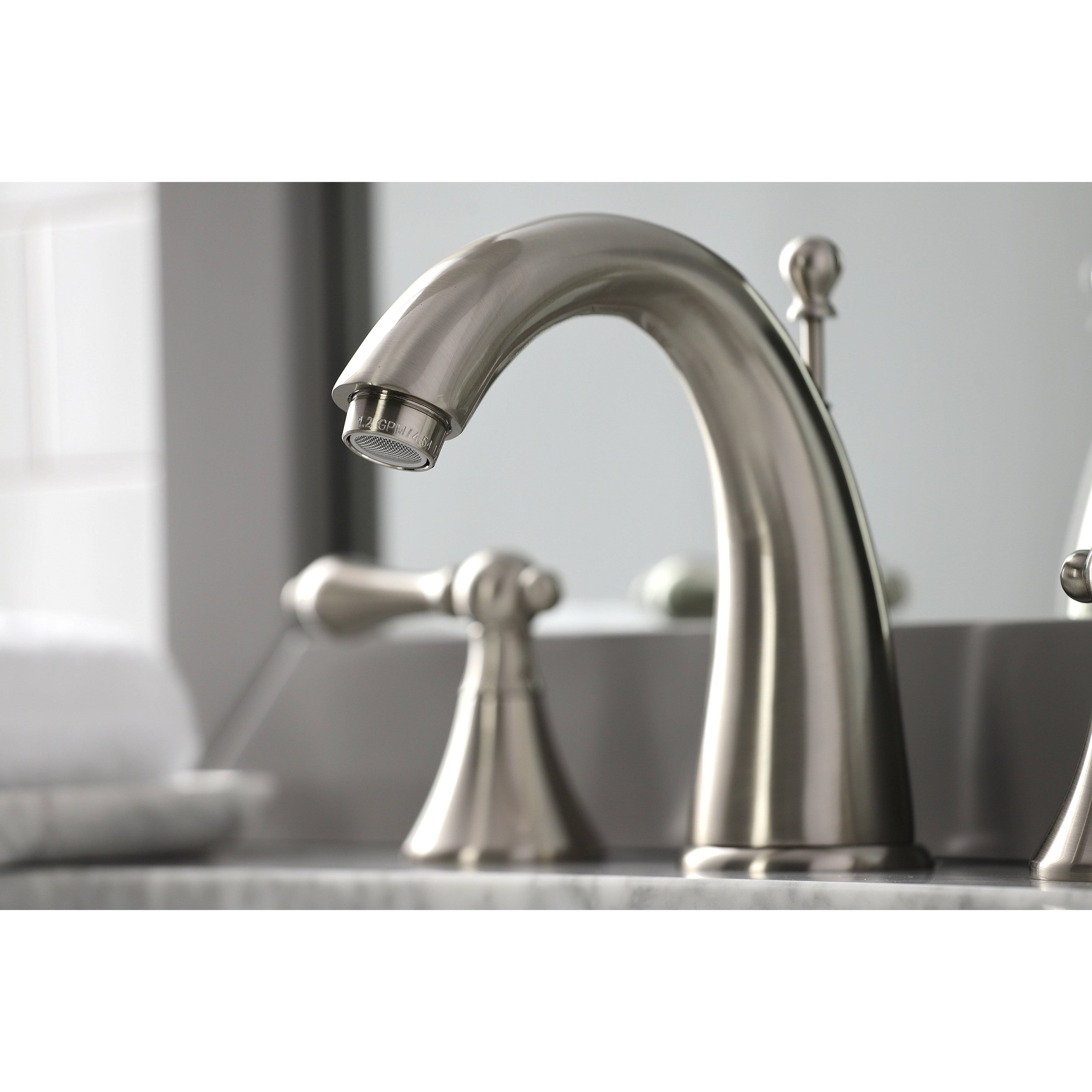 Brushed Nickel Widespread Bathroom Faucet with Brass Pop-Up V8557