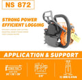 Gas Chainsaw with 28 inch Guide Bar, 2-Cycle 72cc Gasoline Power E307