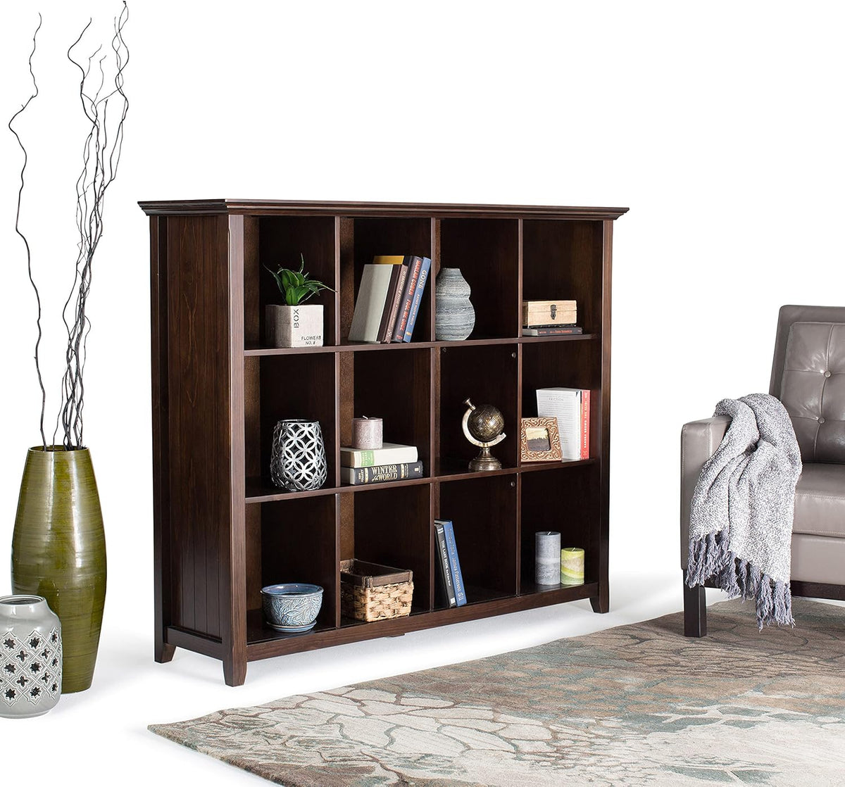 12 Cube Solid Wood Storage in Distressed Grey E770370