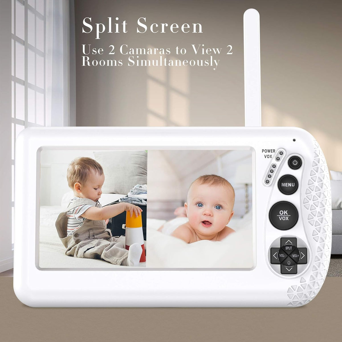 4.3 1080P HD Split-Screen Video Baby Monitor with 2 Cameras M600162