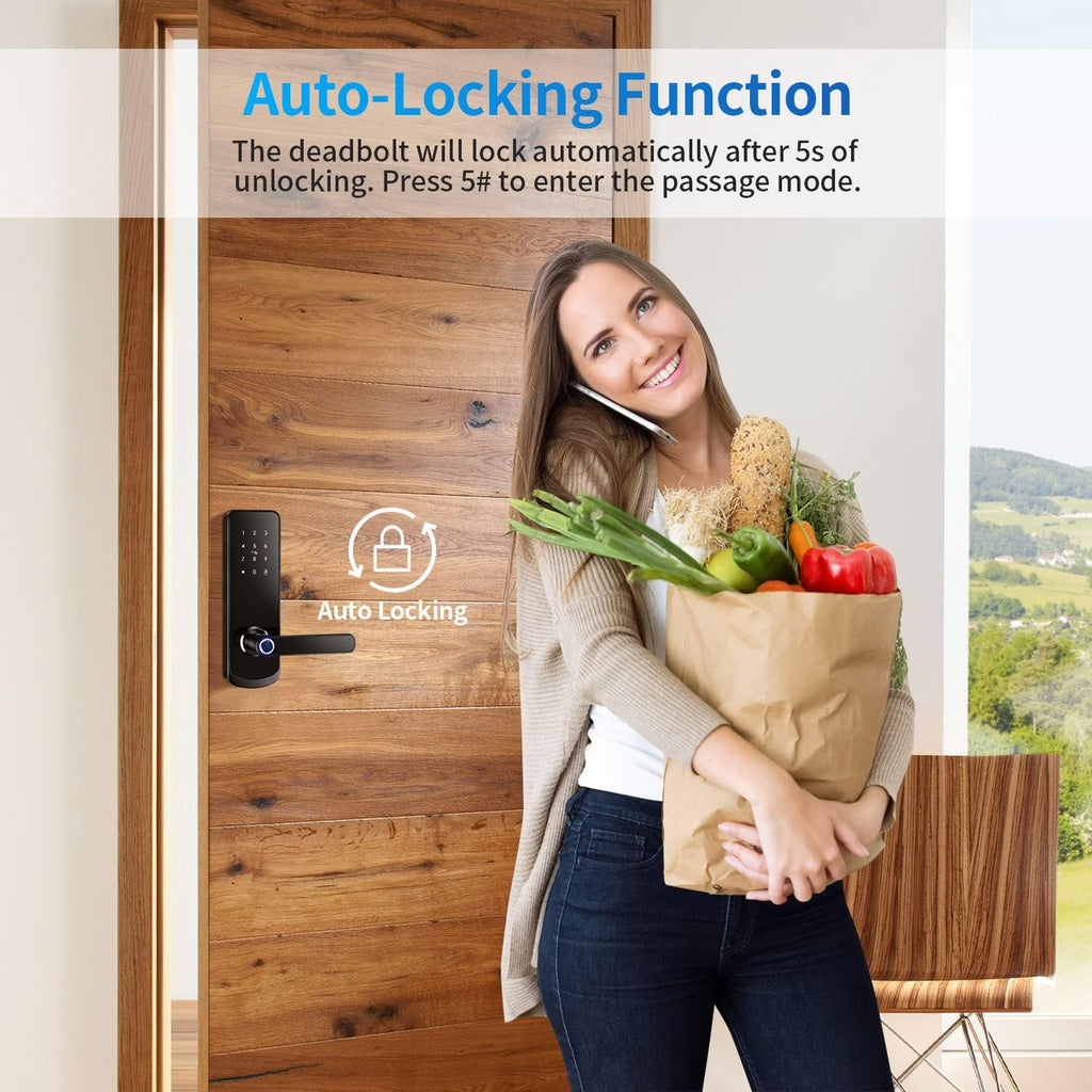 Smart Fingerprint Door Lock with Wi-Fi Touchscreen Keypad Deadbolt T2813