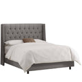 Linen Tufted Wingback Bed, Full, Gray G384625