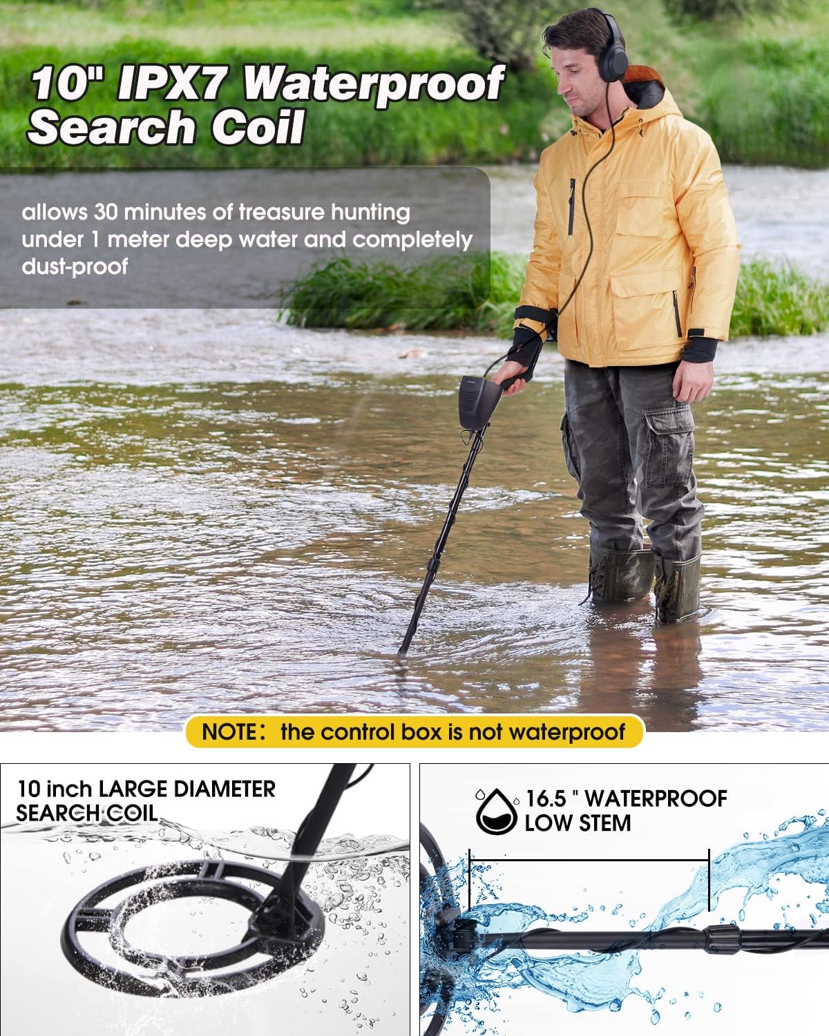 Waterproof Metal Detector with LCD Display and 10" Coil W890