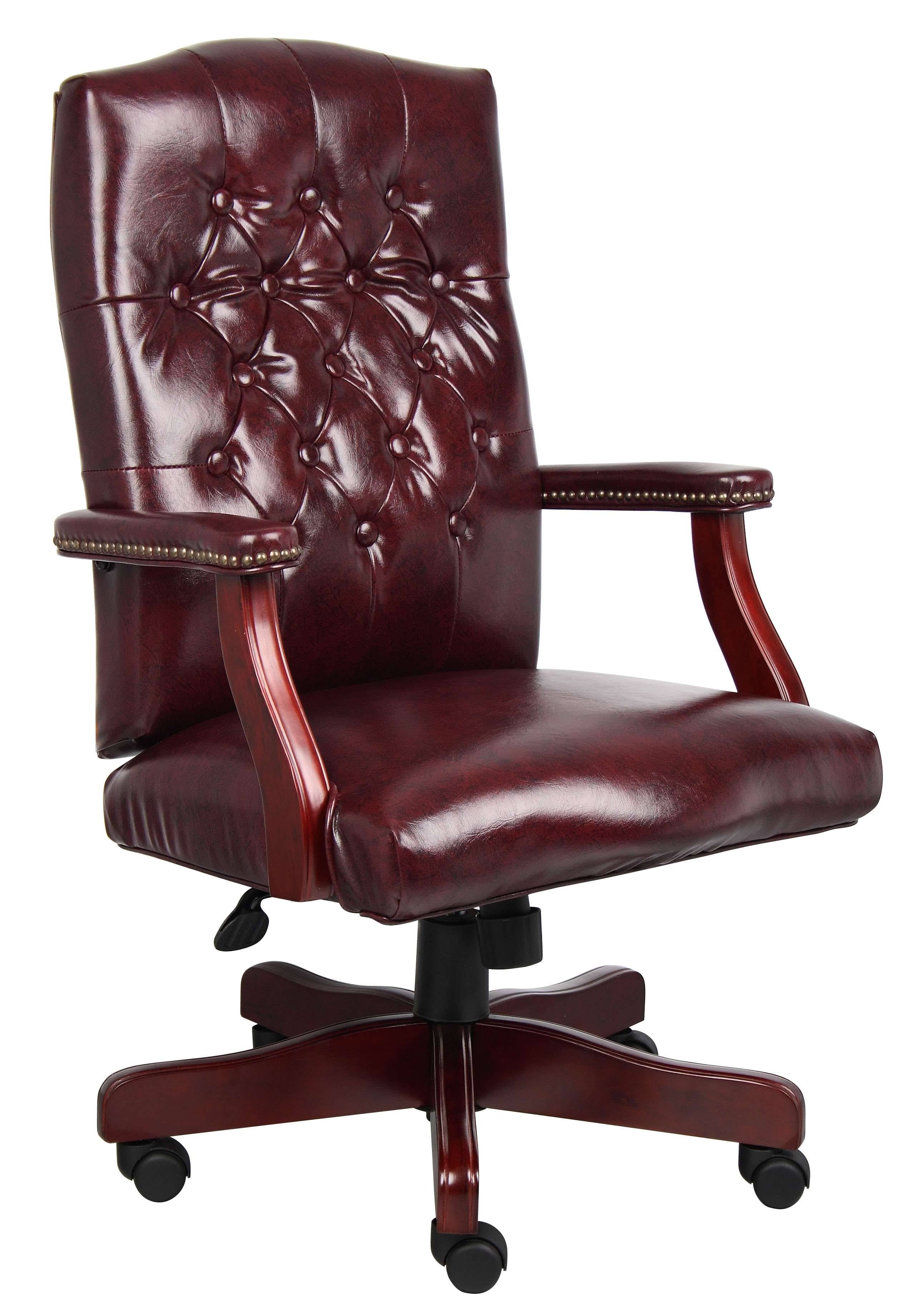 Mahogany Tufted Vinyl Executive Chair F95872
