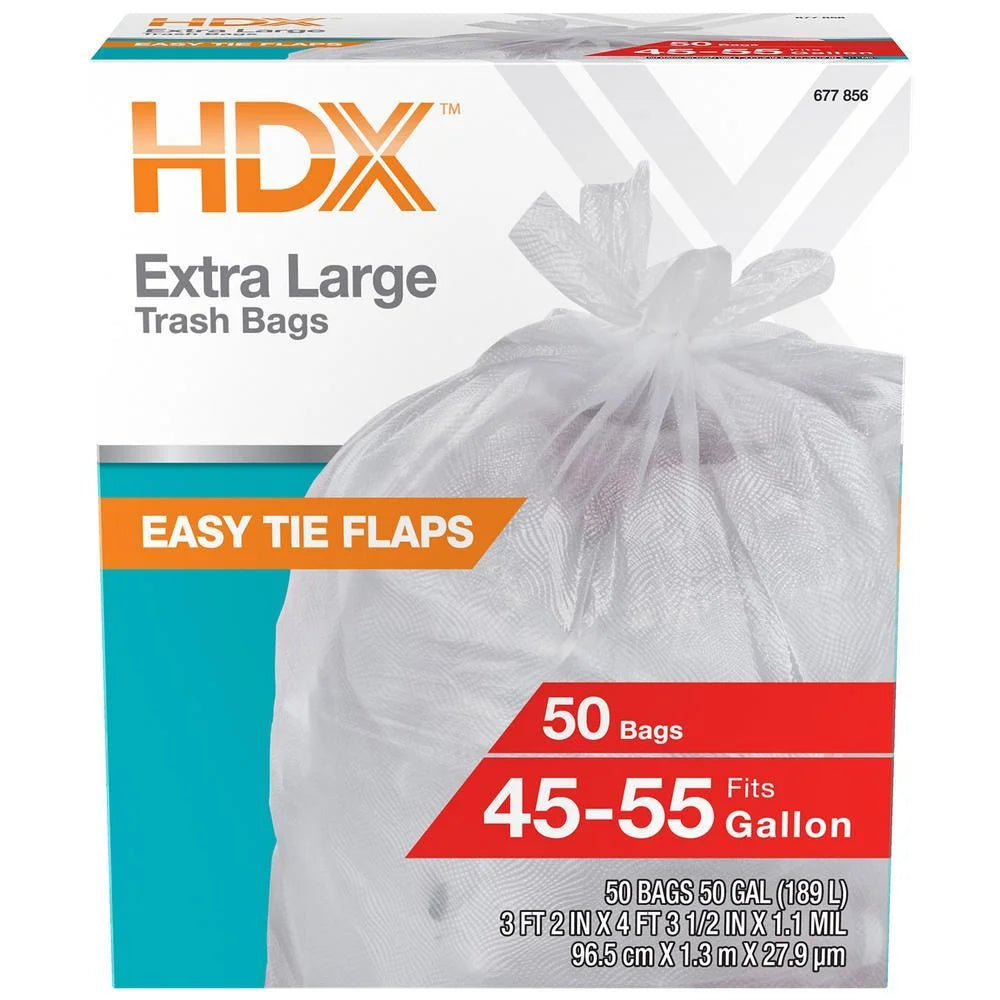 50 Gallon Clear Trash Bags (50-Count) T6938