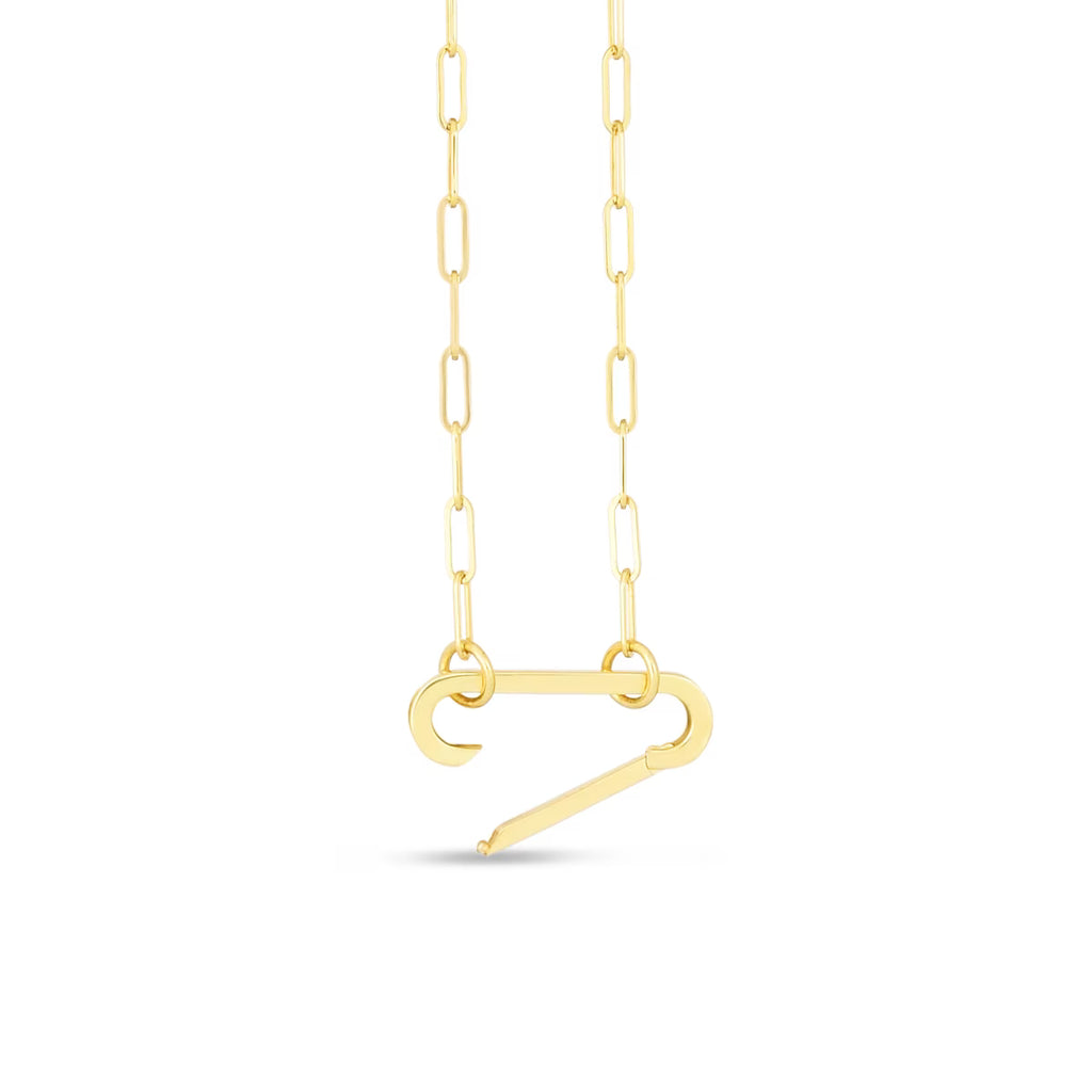 14K Yellow Gold Elongated Link Paperclip Necklace with Push-lock Clasp - 18" Y892161
