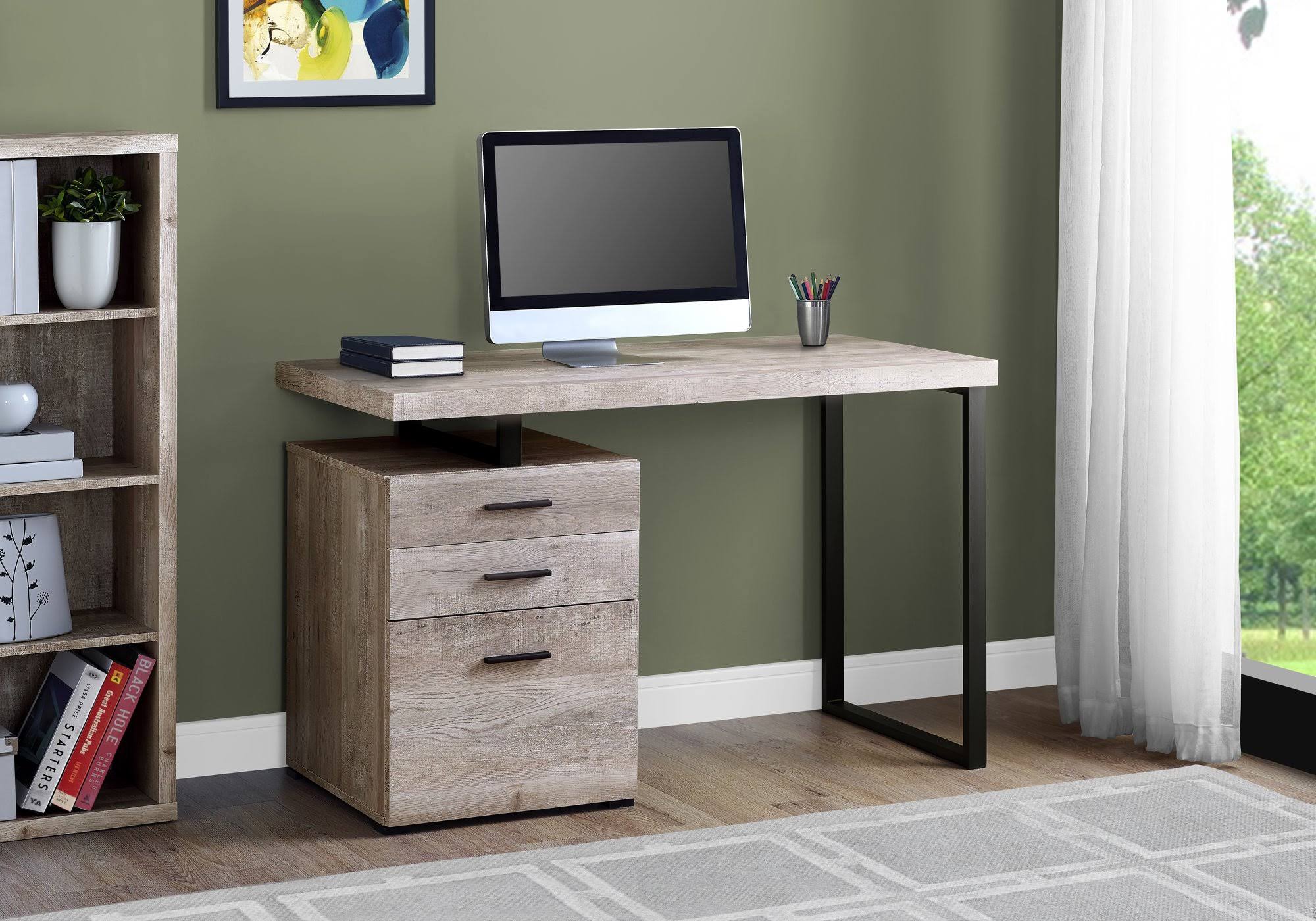 Brown Black Particle Board Metal Computer Desk W293455