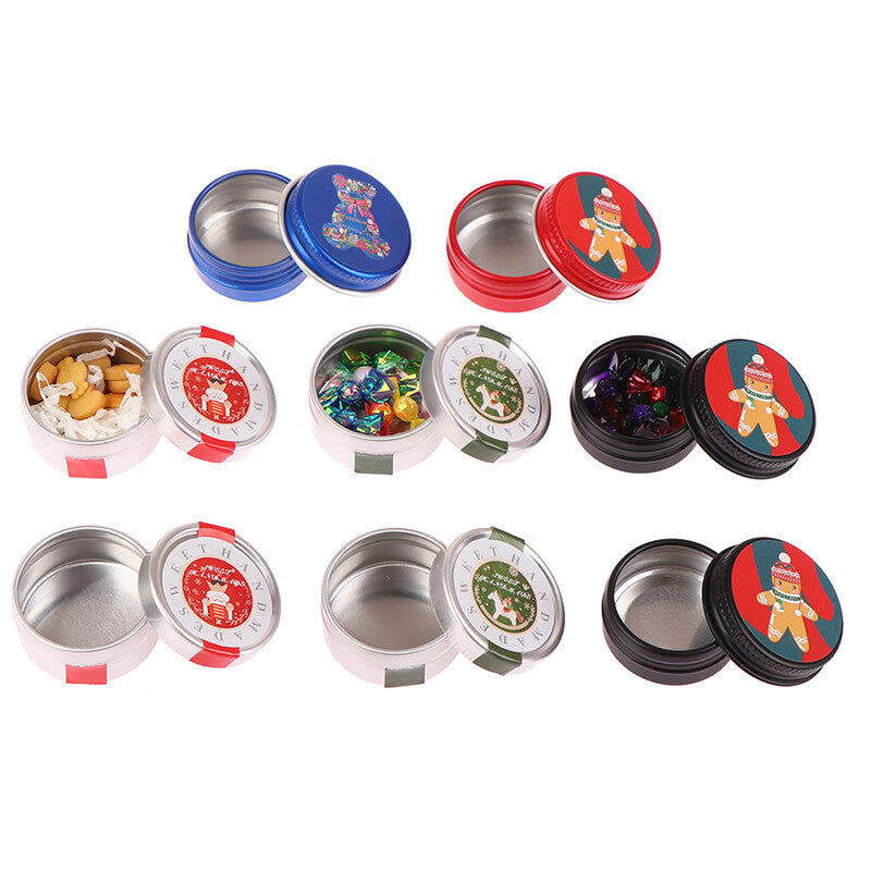 1:12 Dollhouse Miniature Christmas Cookies Tin Box Decor Toy Y6904