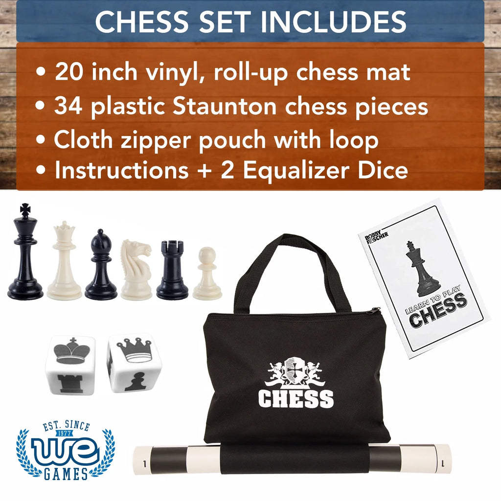 Tournament Chess Set - 20 in. Vinyl Board, Staunton pcs S567