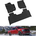F150 Floor Mats for 2021 2022 Ford F-150 SuperCrew Cab All Weather Custom Fit Liners with Under Seat Lux Box A62673