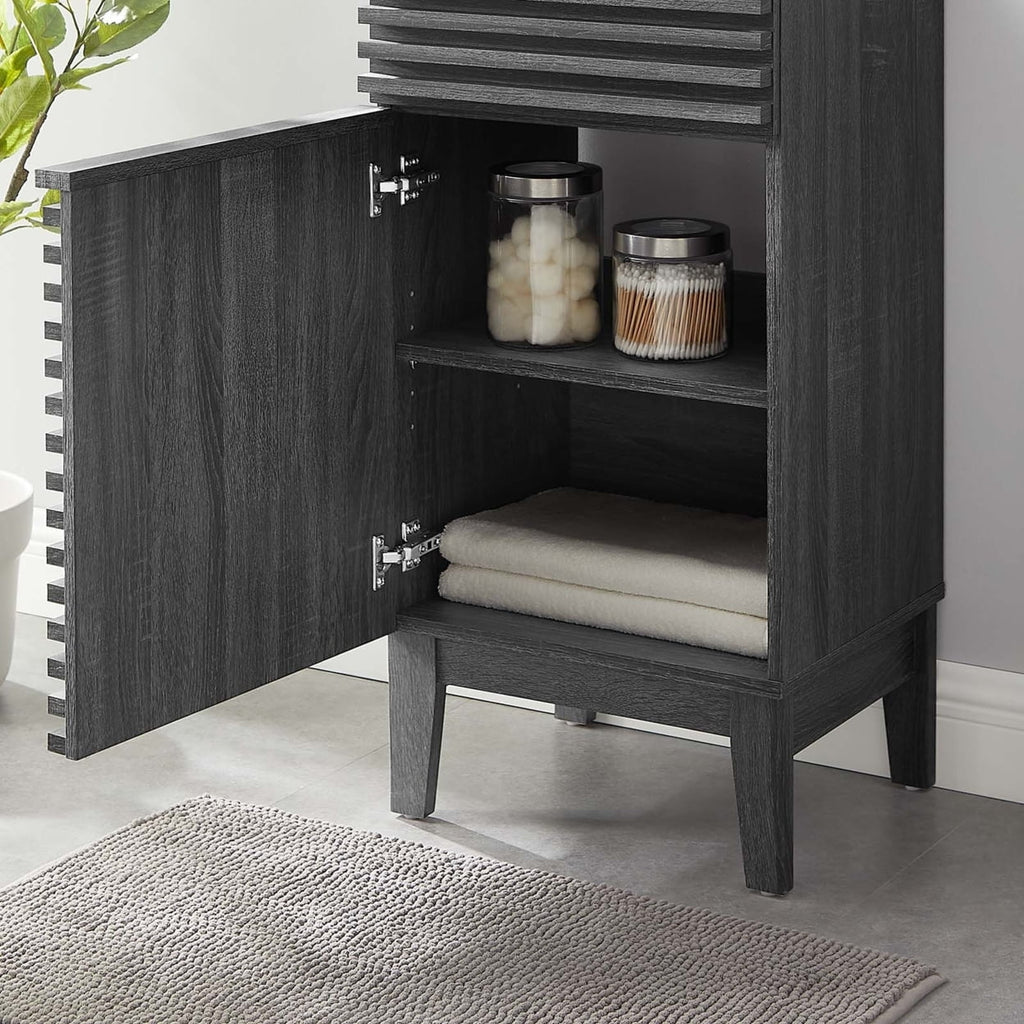 Charcoal Particleboard and Laminate Bathroom Vanity Cabinet H336900