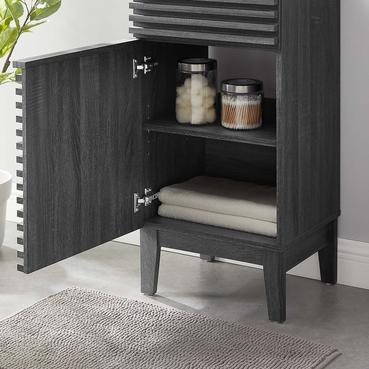 Charcoal Particleboard and Laminate Bathroom Vanity Cabinet H336900