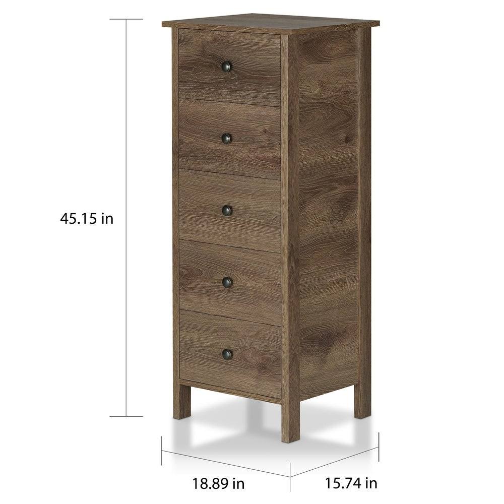 Distressed Walnut 5-Drawer Vertical Chest H6959