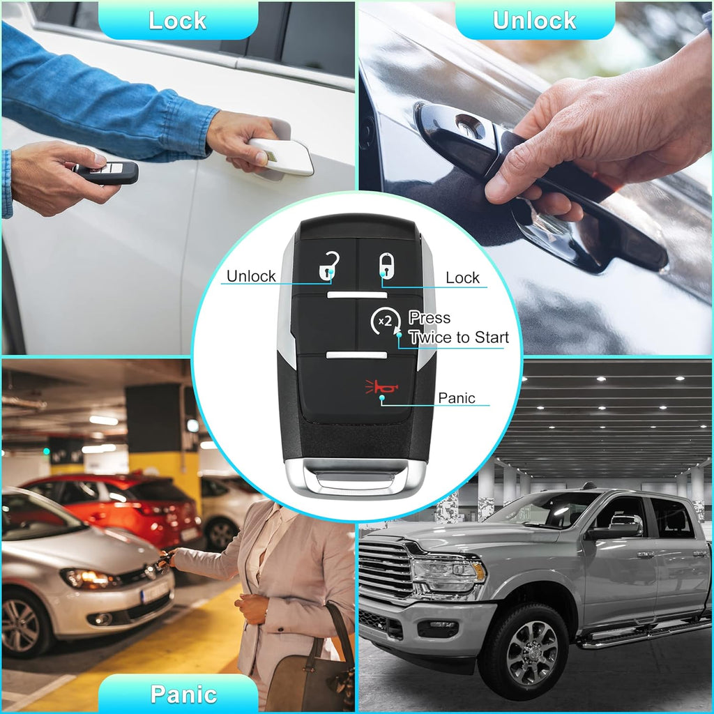 Replacement Keyless Entry Remote Car Key Fob 4 Buttons with Door Key A484882