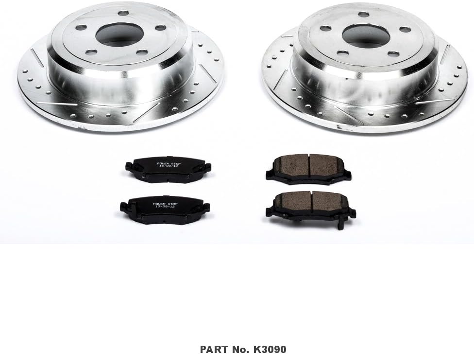 Rear Z23 Carbon Fiber Brake Pads with Drilled & Slotted Brake Rotors Kit F231860