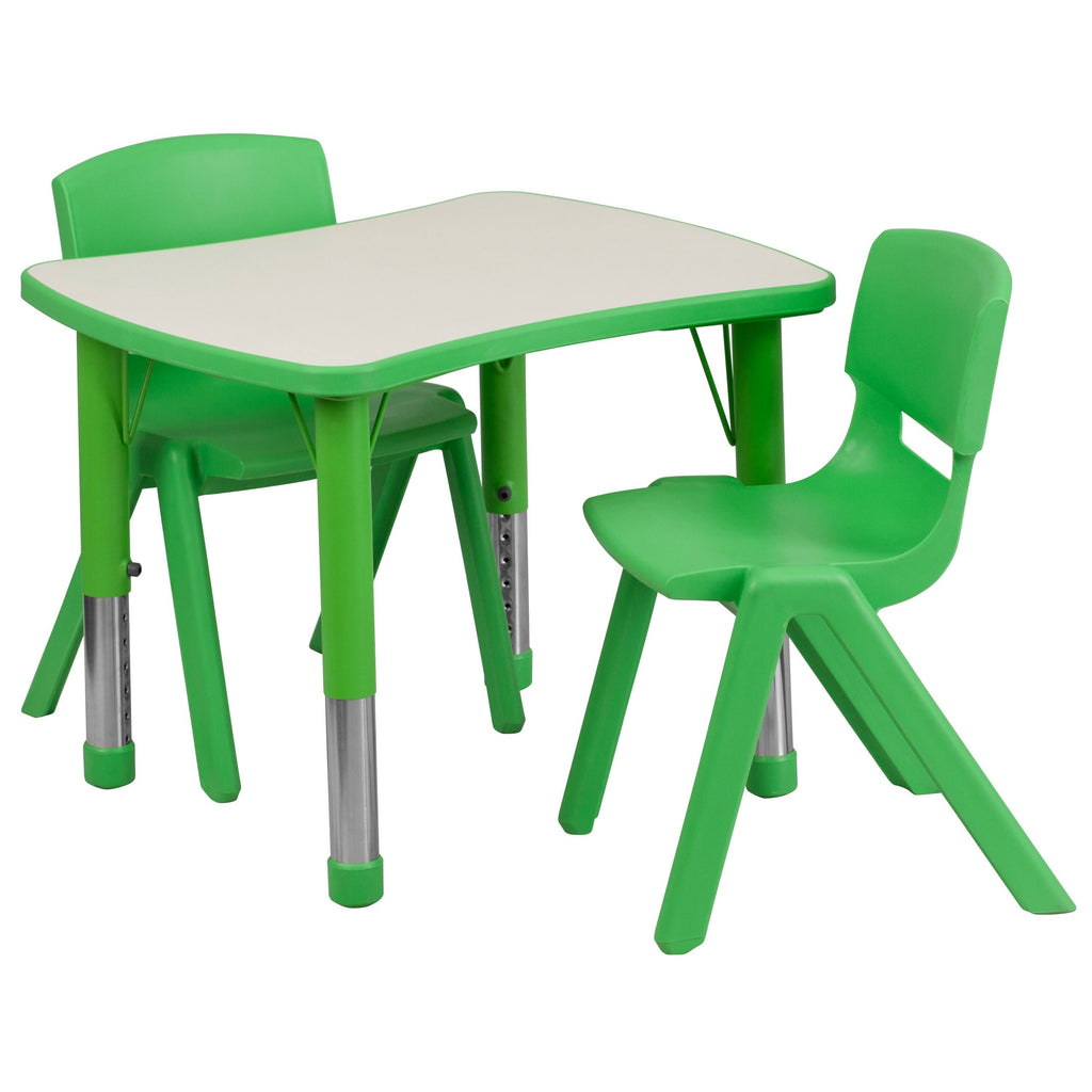 Green Rectangle Plastic Activity Table Set with 2 Chairs I7253