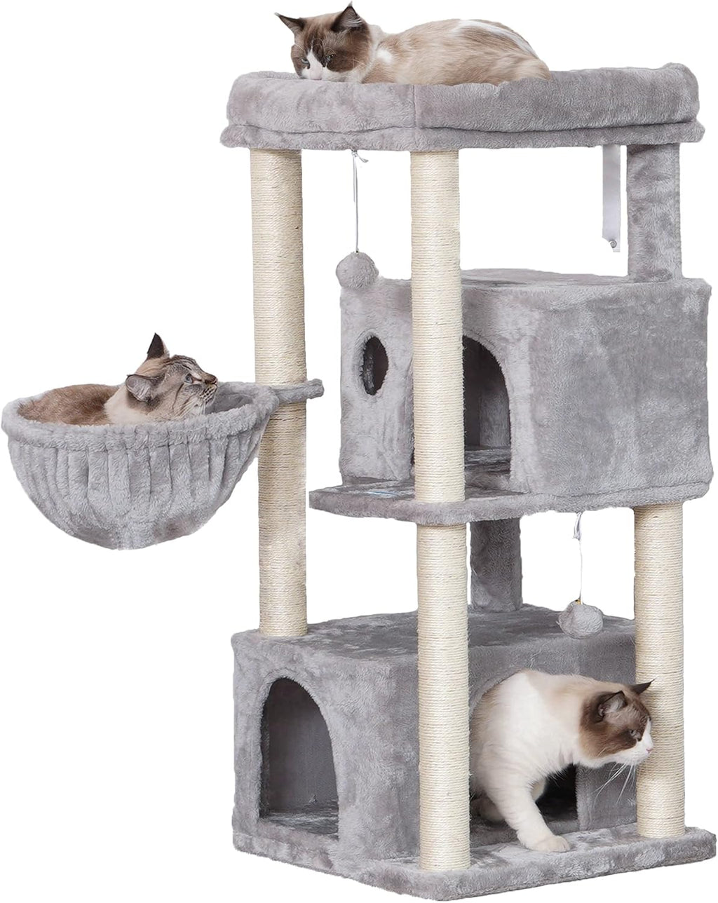 Cat Tree, Multi-Level Cat Condo with Sisal-Covered Scratching Posts, 2 Plush Condos, Big Plush Perches, Pack of 2 J184