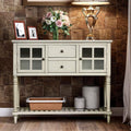 Antique Navy Console Table with Glass Doors and Drawers Z9848