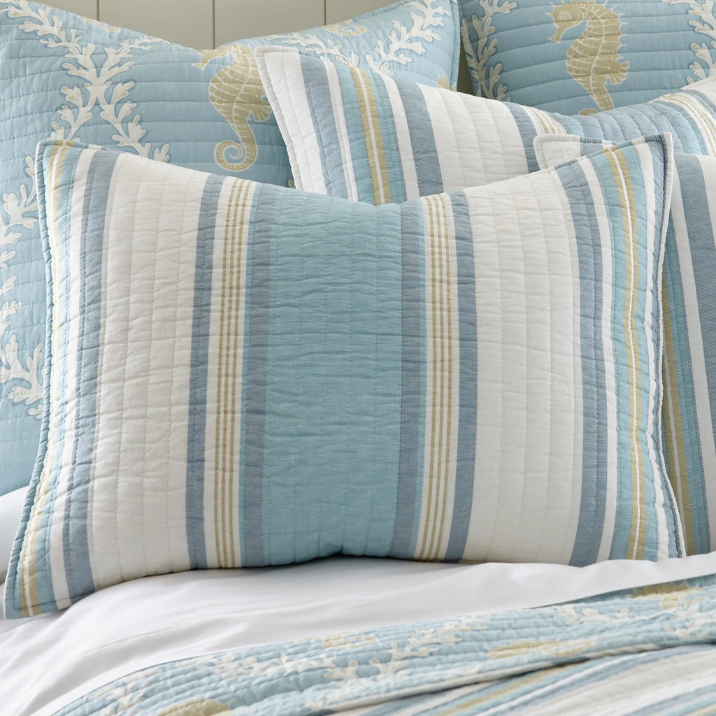 King Stripe Cotton Reversible Quilt Set with 2 Pillow Shams P746
